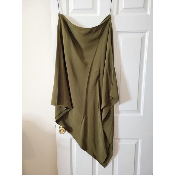 Jay Godfrey silk blend asymmetrical skirt with side zipper 6 khaki green - Picture 1 of 7